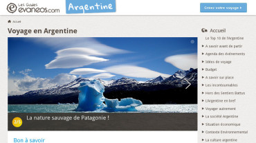 Page d'accueil du site : Argentine Voyage 
