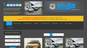 Page d'accueil du site : Auto BHL