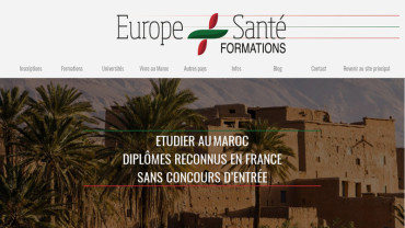Page d'accueil du site : Europe Santé Formation
