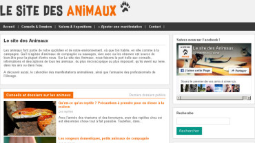 Page d'accueil du site : Le site des Animaux