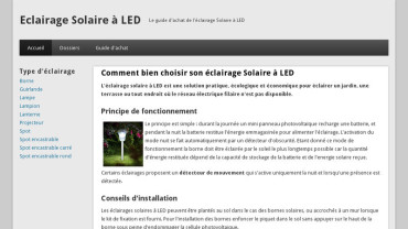 Page d'accueil du site : Eclairage Solaire à LED
