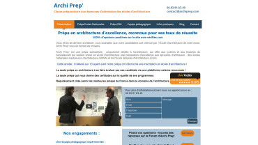 Page d'accueil du site :  Archi Prep