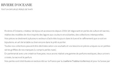 Page d'accueil du site : Rivières d’Océanie Paris