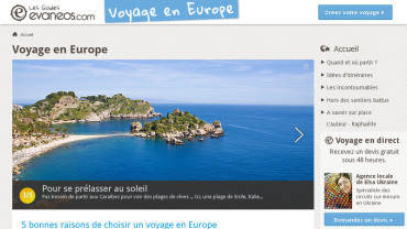 Page d'accueil du site : Voyage Europe 