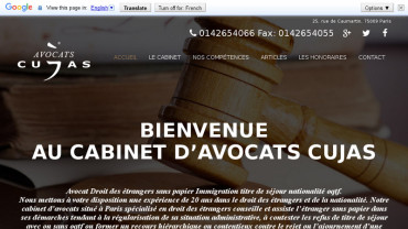 Page d'accueil du site : Avocat CUJAS