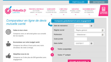 Page d'accueil du site : Mutuelle.fr