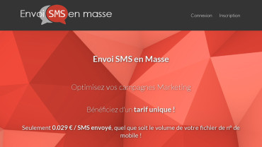 Page d'accueil du site : Envoi SMS en Masse