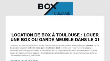Page d'accueil du site : Box Toulouse