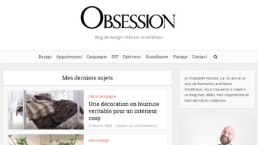 Page d'accueil du site : Design Obsession