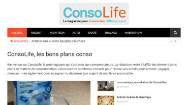 Page d'accueil du site : Consolife