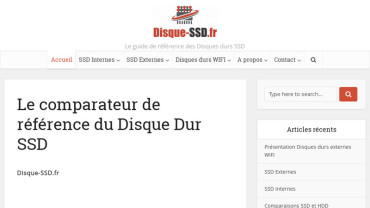 Page d'accueil du site : Disque-ssd.fr