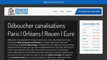 Page d'accueil du site : Deboucher-canalisations.com