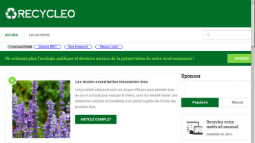 Page d'accueil du site : Recycleo