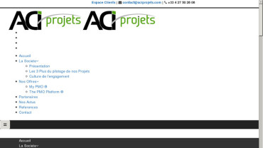 Page d'accueil du site : ACI Projets