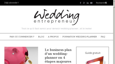 Page d'accueil du site : Wedding Entrepreneur