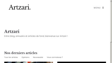Page d'accueil du site : Artzari