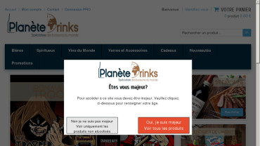 Page d'accueil du site : Planète Drinks