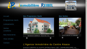 Page d'accueil du site : Immo-Reibel