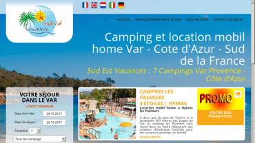Page d'accueil du site : Sud-est Vacances