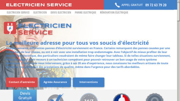Page d'accueil du site : Electricien Service