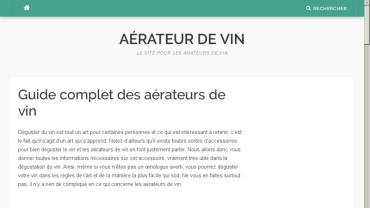Page d'accueil du site : Aérateur de Vin