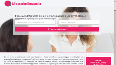 Page d'accueil du site : Allo psychothérapeute