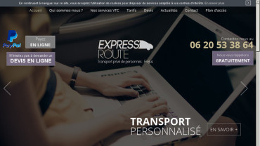 Page d'accueil du site : Express Route