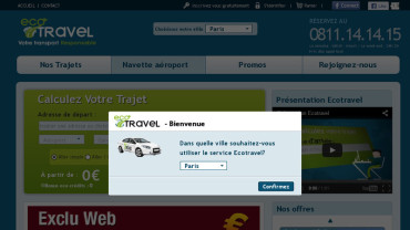 Page d'accueil du site : Ecotravel