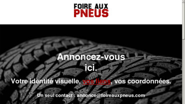 Page d'accueil du site : Foire aux pneus