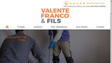 Page d'accueil du site : Valente Franco & fils