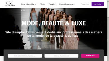 Page d'accueil du site : Carrière Mode 