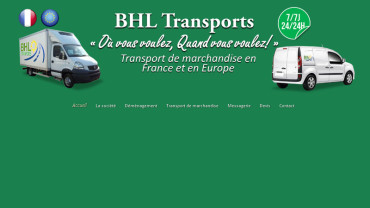 Page d'accueil du site : Bhl Transports