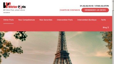 Page d'accueil du site : Bh Vitrier Paris