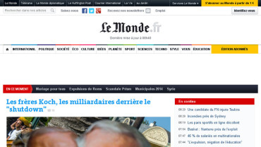 Page d'accueil du site : Le Monde