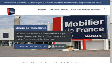 Page d'accueil du site : Mobilier de France Créteil