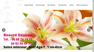 Page d'accueil du site : Beauté Désirée