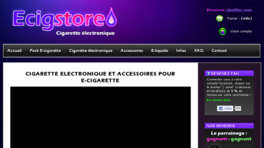 Page d'accueil du site : Ecigstore.fr