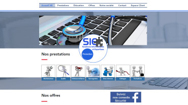 Page d'accueil du site : SIE Solutions