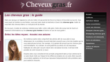Page d'accueil du site : Cheveux gras