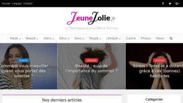Page d'accueil du site : Jeune et Jolie