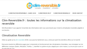 Page d'accueil du site : Clim-Reversible.fr