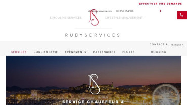 Page d'accueil du site : Ruby Services