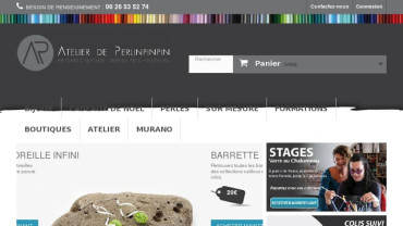 Page d'accueil du site : Atelier de Perlinpinpin