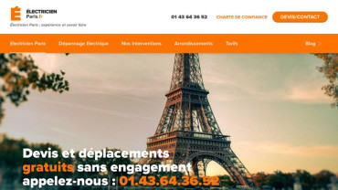 Page d'accueil du site : Electricien Paris Service
