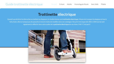 Page d'accueil du site : Trottinette électrique