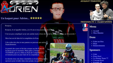 Page d'accueil du site : Un baquet pour Adrien