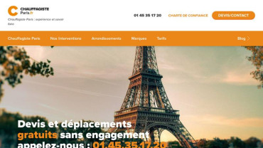 Page d'accueil du site : Chauffagiste Paris Service
