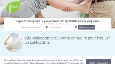 Page d'accueil du site : Allo Ostéopathe