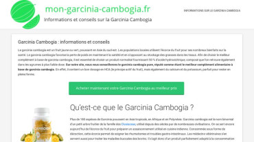 Page d'accueil du site : Mon Garcinia Cambogia