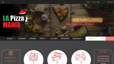 Page d'accueil du site : La Pizza Mania